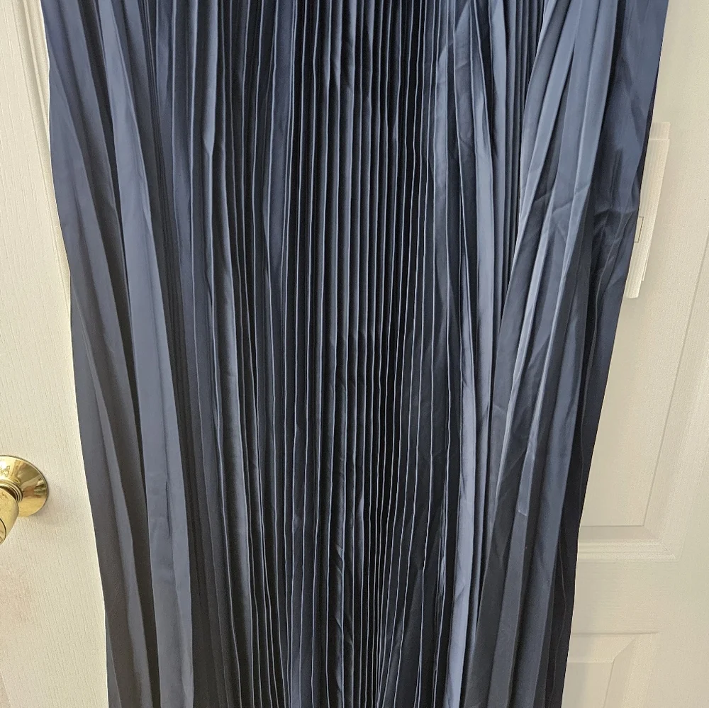 Mac Duggal PLEATED CAPLET T-LENGTH DRESS 49638, Size 18 Navy NWT - Picture 5 of 16